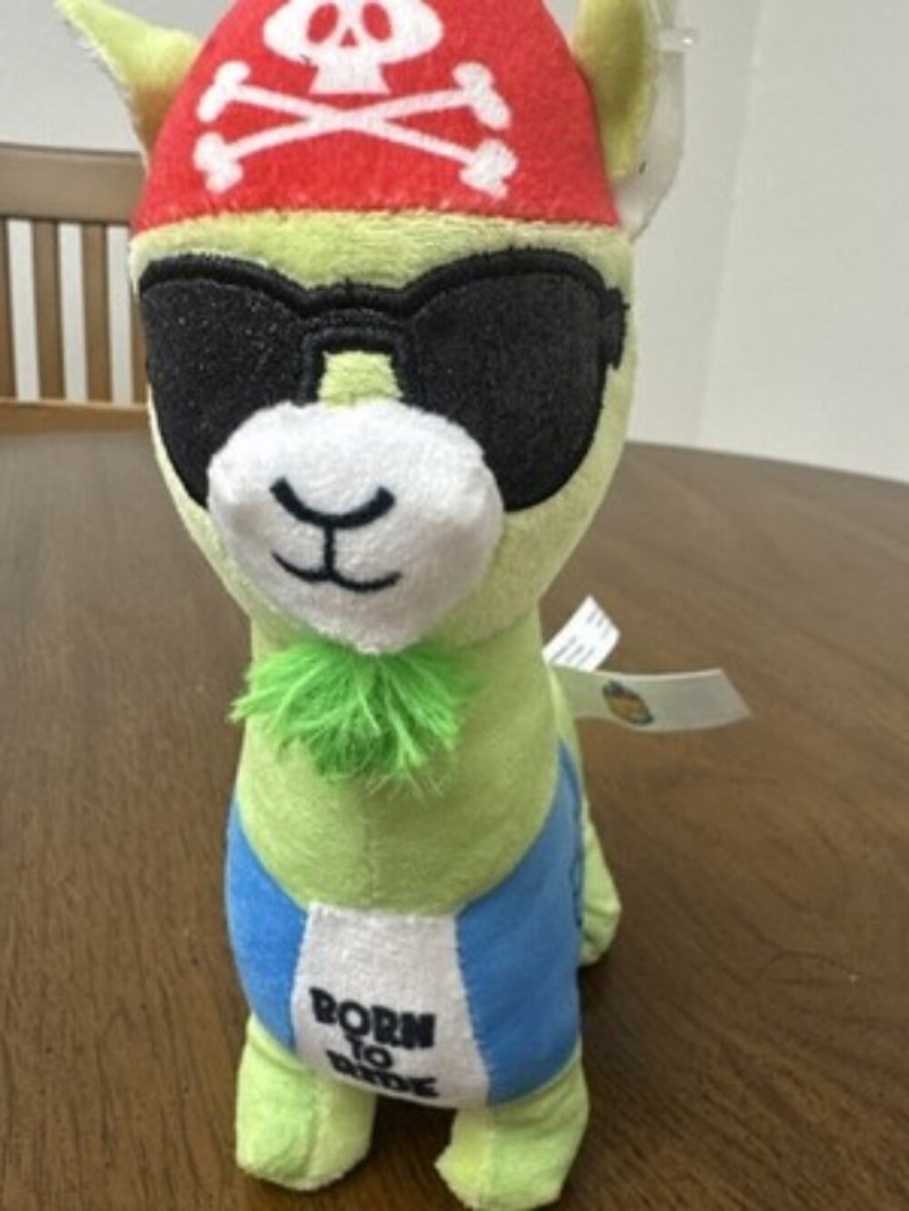 Born to Ride" Plush Lama Toy Featuring a Pirate Bandana ,Sunglasses & Beard 8”